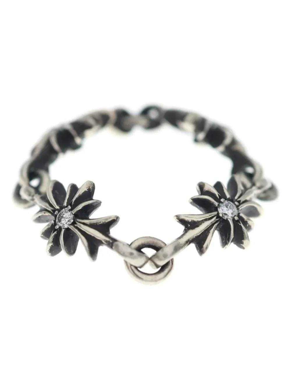 Chrome Hearts Tny CH Pls Dia Tiny CH Plus Diamond Ring Silver